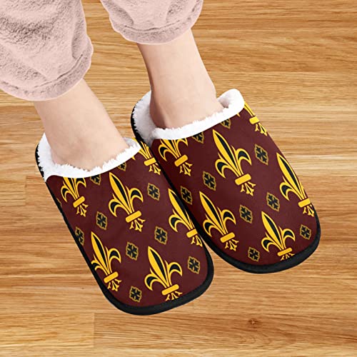 visesunny Fleur De Lis Design Fashion Cozy Fuzzy Mens Womens Memory Foam House Slippers Plush Fleece Indoor Outdoor Slipper4