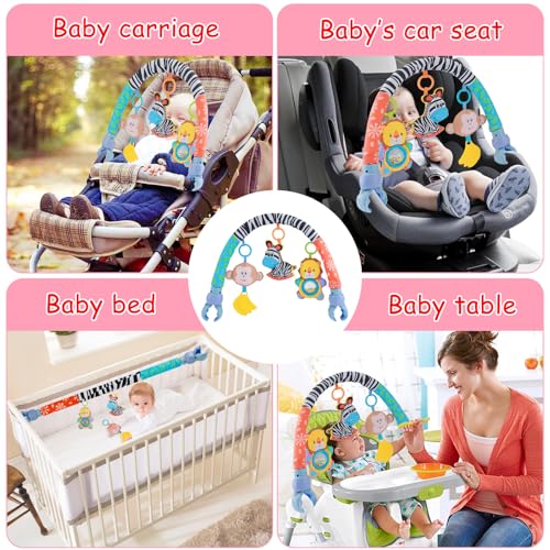 Image of Car Seat Toys for Babies 0-6 Months,Baby Stroller Activity Arch Toys for Infant 0-6 Months Hanging Rattle Musical Bassinet Travel Crib Carseat Toy,Clip on Bouncer Toys for Babies 0 3 6 9 Months Gift