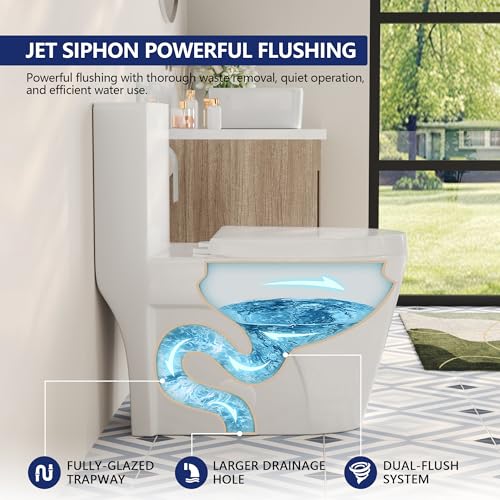 Image of DeerValley One-Piece Modern Toilet with Comfort Height | Elongated Bowl & Dual Flush | Seat Included