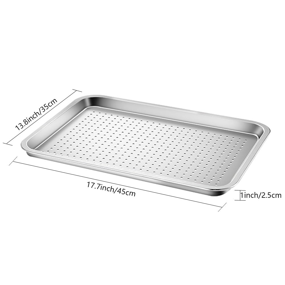 Kowiofame Baking Sheet Cookie Sheets 13x18 inch Large Stainless Steel Non Stick Perforated Crisping Pan Tray with Cake Pie Server (2 Pack)