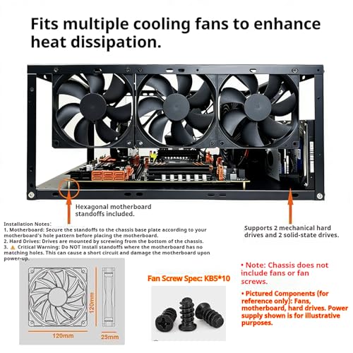 E02 PC Test Bench, Gabinete de Computadora de Aire Abierto - Chasis DIY de Marco Abierto Apilable Compatible con Placas Base ATX, Micro ATX, E-ATX, X79, X99 miniatura 7