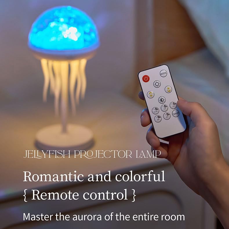 Lampe aurore boréale méduse veilleuse projecteur océanique 7 couleurs avec télécommande pour lit - 6