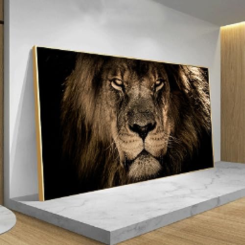 Toile peintures africain grand lion léopard art mural salon 80x160cm