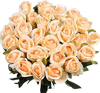 Veryhome 10 Pcs Artificial Roses Silk Flowers Fake Single Stem Blooming Rose Bridal Bouqets For Wedding Home Birthday Party Arrangment Garden Decoration (Red)