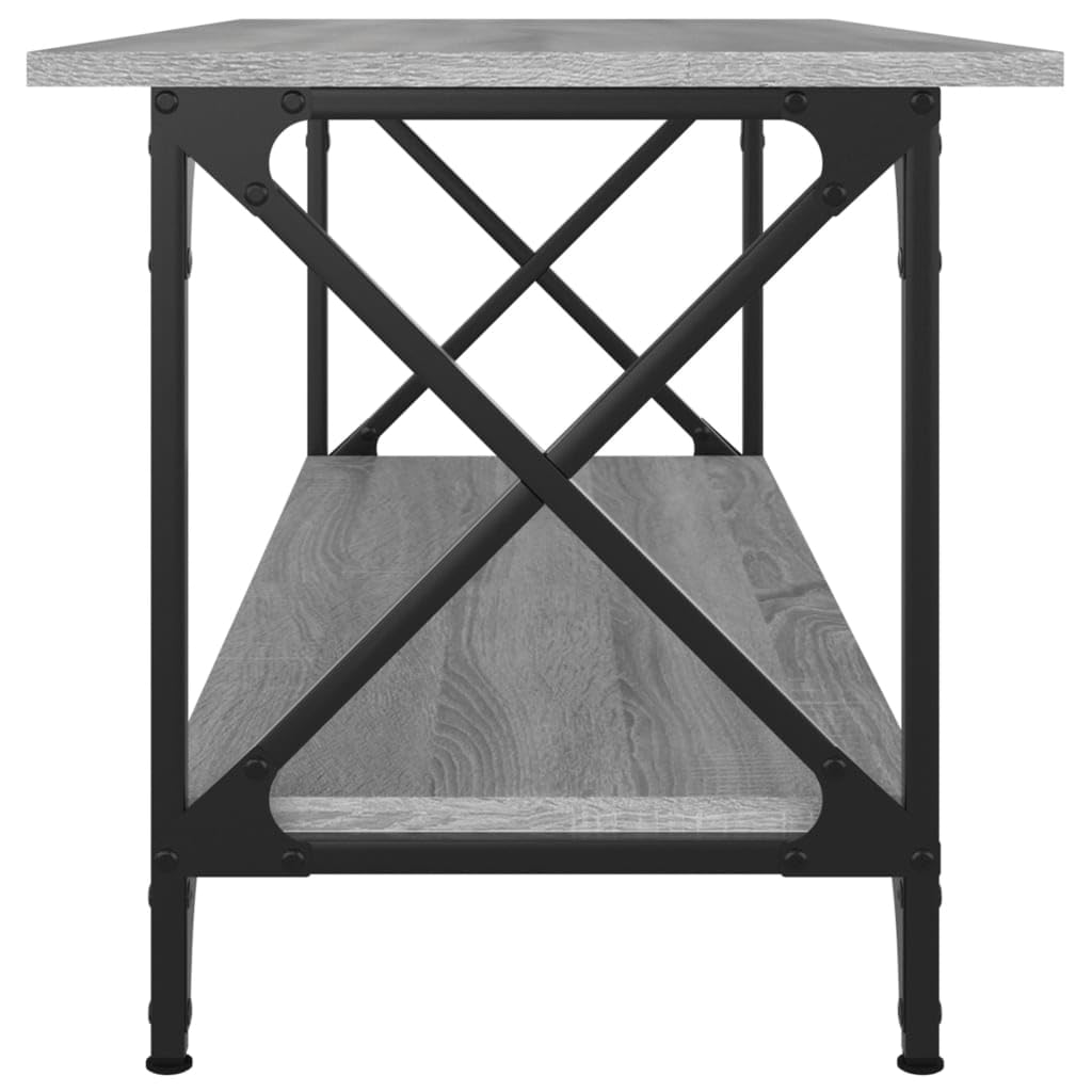 Stolik kawowy Sonoma szary, 100 x 45 x 45 cm, materiał drewnopochodny i żelazo, stół do salonu z półką do salonu, stabilny stolik pomocniczy, praktyczny stół do salonu, elegancki stół ozdobny