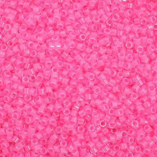 Miyuki Delica 11/0 Light Pink Luminous Neon Color 50gms Bag of Japanese Glass Beads