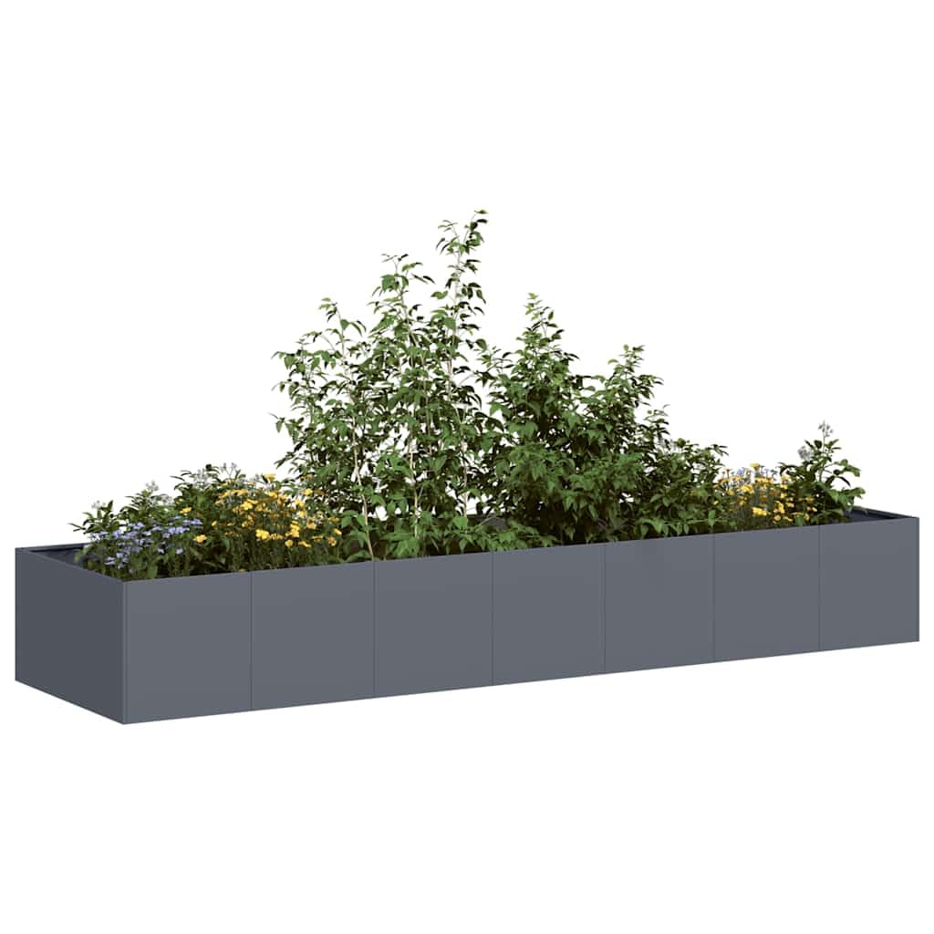 IKAYAA Raised Garden Bed Galvanised planter Bottomless Galvanised Steel Planter Box for Growing Outdoor Plants, Vegetables-anthracite-280 x 80 x 40 cm