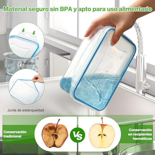 YASHE Recipientes de Plástico Alimentos Herméticos, Juego de 28 Piezas, Botes Cocina Almacenaje con Tapa, Sin BPA, 100% a Prueba de Fugas, Reutilizables y Lavables en el Lavavajillas - imagen 3