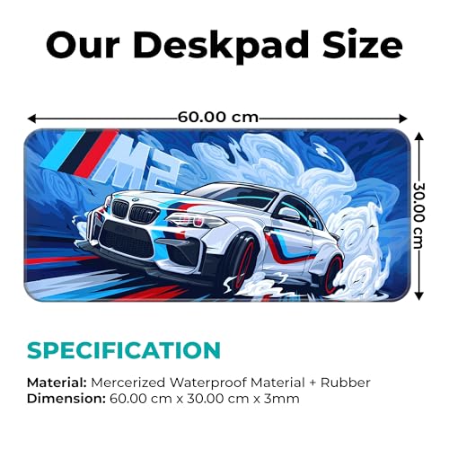 Image of BeeMW Gaming Mouse Pad 60X30CM - Extended Large with Stitched Edges, Non-Slip Rubber Base, Perfect for Setup, PC & Gaming Accessories - Long DeskPad