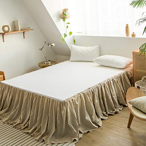 Simple&Opulence Belgian Linen Bed Skirt with Classic 14 inch Tailored Drop Dust Ruffle, Easy Fit...