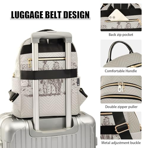 Image of Western Cowboy Quilted Backpack Purse for Women Fashion Small Backpack M | Shoulder Bag Travel Casual Daypack