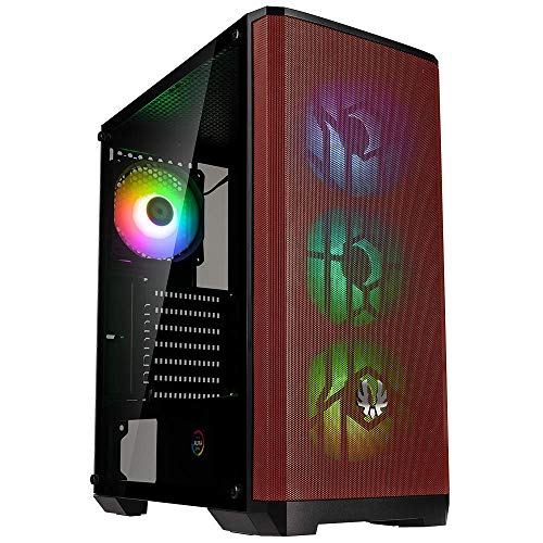 BitFenix Nova Mesh SE TG ARGB Edition PC Gaming Case, Black/Red Mesh ATX/Micro ATX/Mini ITX Temper Glass Aura SYNC/Mystic Light/RGB Fusion 2.0, BFC-NSE-300-KKGSR-4A