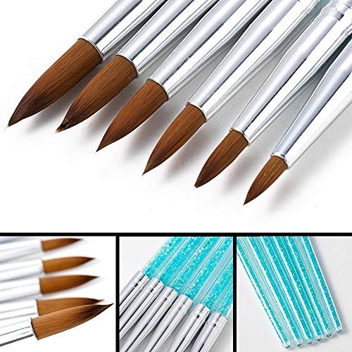 Sunfairy 6Pcs/Set Pure 100% Kolinsky Sable Acrylic Nail Brush Crimped Metal Round Handle Nail Styling Brush And Dotting Painting Nails - Diy, Home, Salon Use… #TOP2