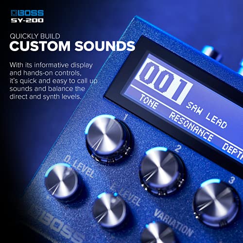 Image of BOSS SY-200 SYNTHESIZER EFFECTS PEDAL - Advanced BOSS Polyphonic Guitar Synth Technology in a Streamlined 200 Series Pedal for any Guitar or Bass - Full MIDI I /O - 128 Memories - 171 Synth Sounds