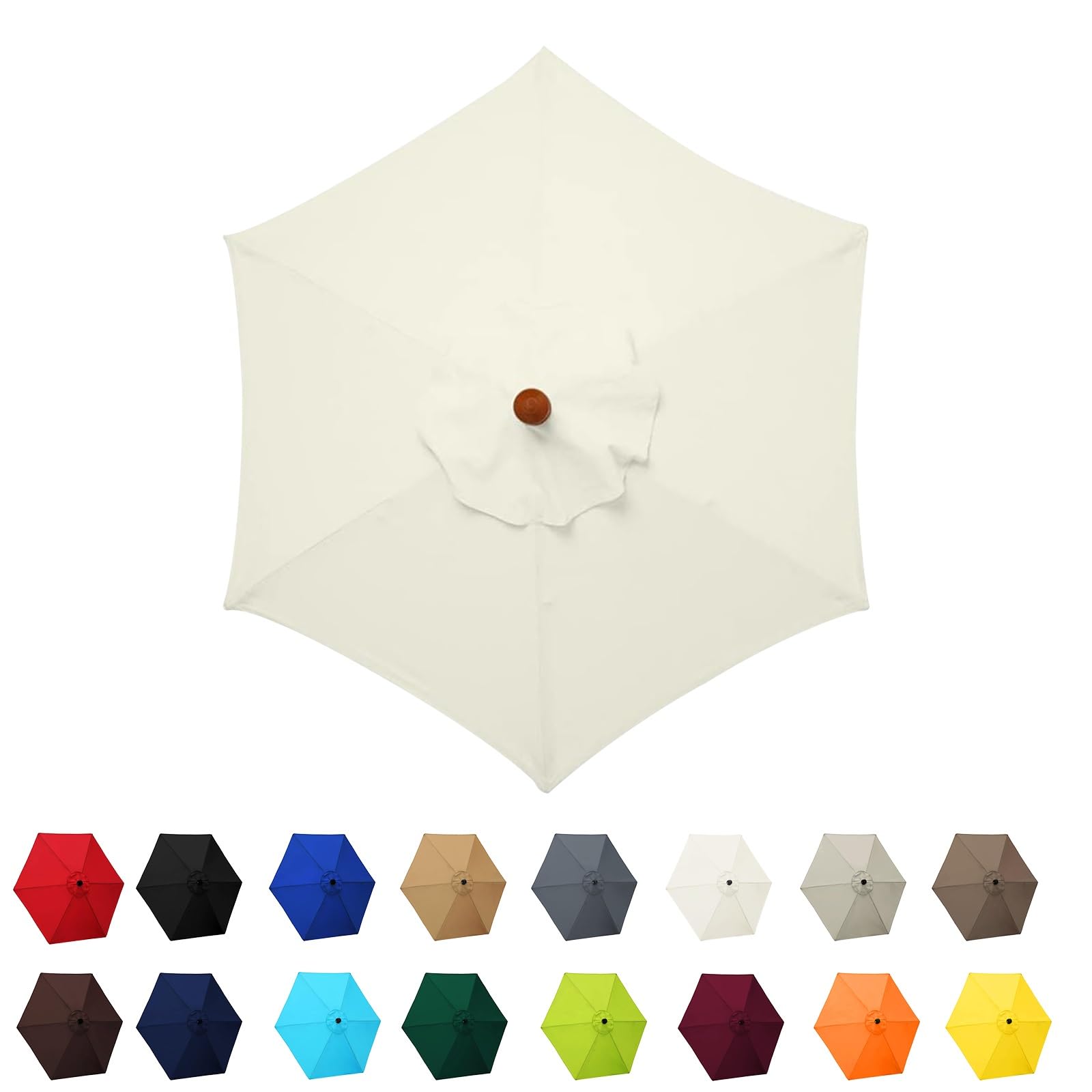 Garden Parasol Canopy Cover, 2m 2.30m 2.7m 3.0m Market Table Umbrella Canopy, patio umbrella replacement canopy,for Patio Market Table Umbrella Garden Parasol Canopy Cover(Beige,6ribs:2m/6.5ft)