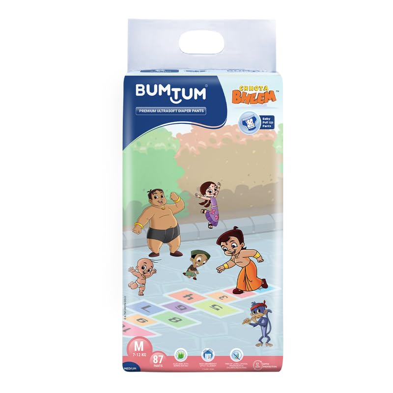 Bumtum Chota Bheem Medium Baby Diaper Pants, 87 Count, Leakage Protection Infused With Aloe Vera, Cottony Soft High Absorb Technology-picture-12
