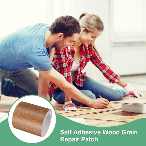 Image of M METERXITY 1-Roll Wood Grain Repair Tape, 2.24in x 15ft Textured Realistic Self-Adhesive Wood Floor Tape Contact Paper for Furniture /Floors /Home [Natural Mahogany]
