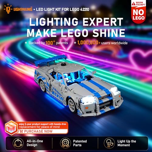 Image of LIGHTAILING Led Light for Lego-42210 2-Fast-2 Furious Nissan Skyline GT-R (R34) Car - Valentine's Day Edition - Easy Install, Hidden Wiring, Home Decor & Gift-Ready (Model Not Included)