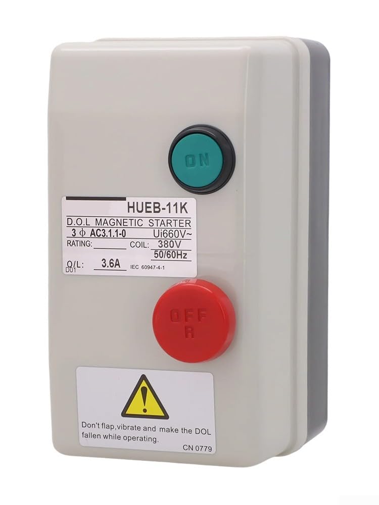 Démarreur de Moteur Électrique Triphasé 380V, Interrupteur de Démarrage avec Protection de Surcharge, Boîtier ABS IP55 pour Compresseur et Pompe à Eau(2.4-3.6A)