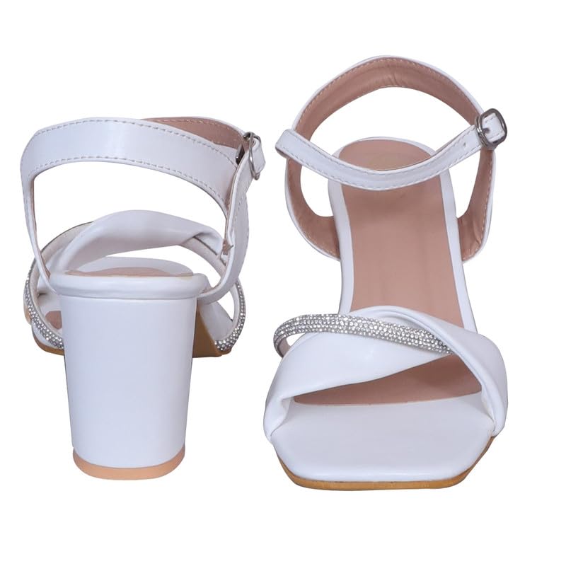 Romu's : Women's High Heel Sandal Buckle Ankle Strap Strappy Heels for Women Chunky Heels High Heeled Sandals Fahsion Casual Block Heel Sandals