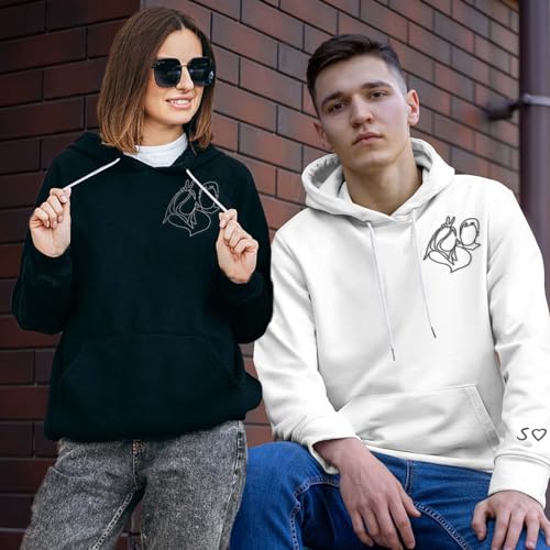 Xiuyours Hoodie Personalisiert mit Foto Bild Namen Kapuzenpullover Hoody mit Kapuze für Herren Damen Geburtstag Weihnachten Fotogeschenk, S~5XL