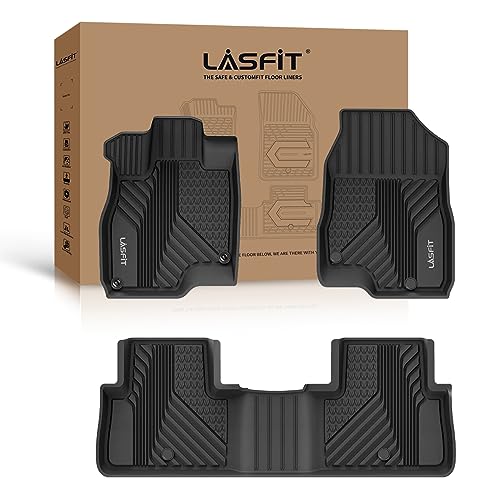 LASFIT Floor Mats for Acura RDX 2019-2026 All Weather Floor Liner TPE Custom Fit Car Mats for Acura RDX 1st & 2nd Row Mats Tasteless Durable and Easy to Clean Black