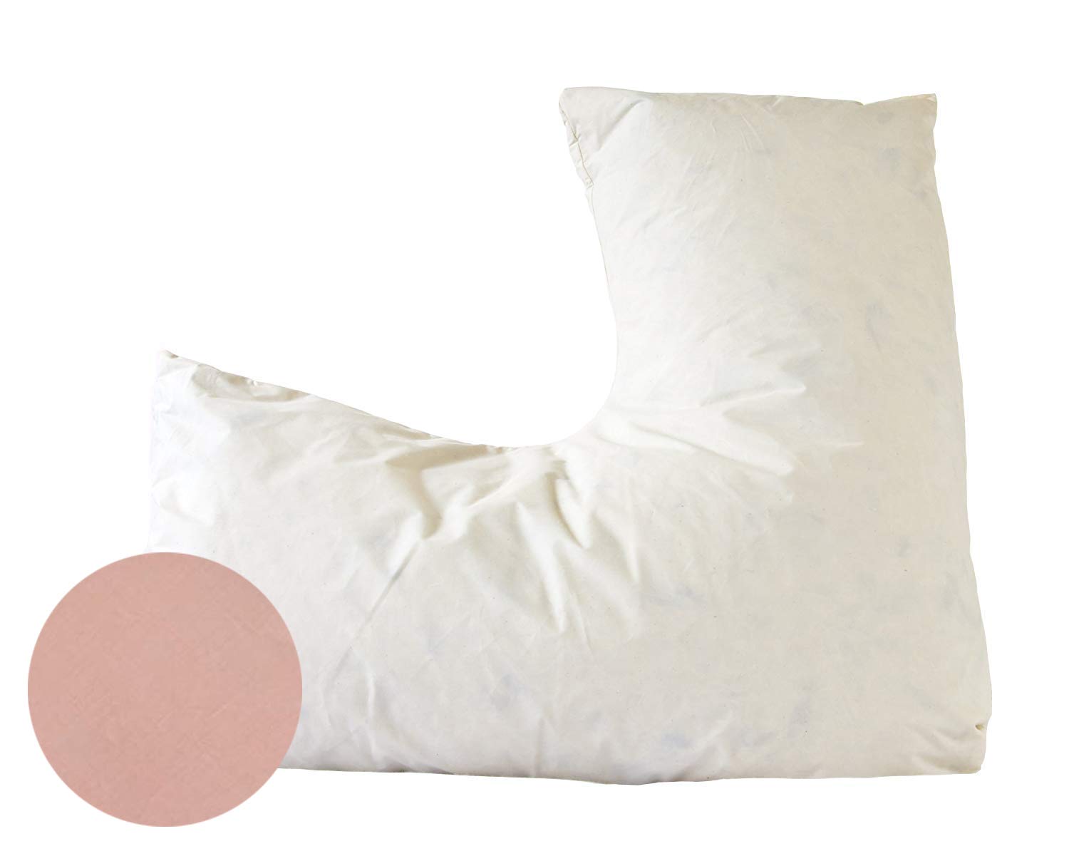 British Made V Shaped Support Pillow - Duck Feather Filling for Pregnancy and Breastfeeding or Orthopaedic Support with Ethically - 100% Cotton Casing Free Pillowcase Included - Pink (1 Pack)