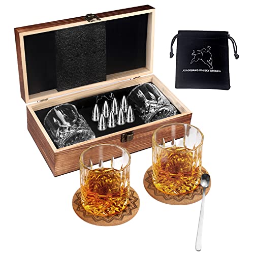 Whisky Steine Geschenkset-Vatertag Geschenkideen - 8 Edelstahl Whisky Eiswürfel Wiederverwendbar, Whiskey Rocks Cooling Stones, Geschenke für Männer - Whisky Kühlstein Für Whiskey, Wodka, Wein & Mehr.