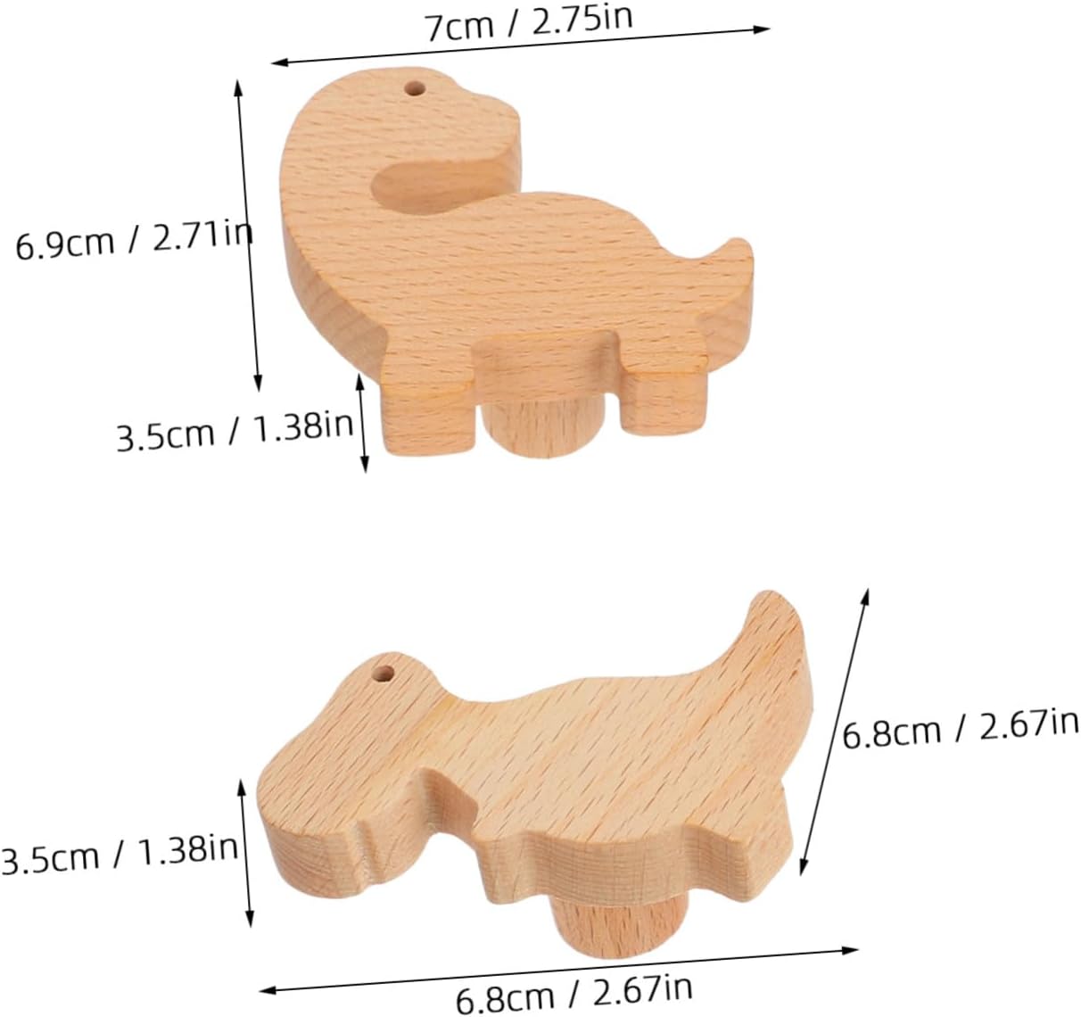 6set Decorative Animal Cabinet Knobs Wooden Dinosaur Drawer Pulls Dresser Handles Screws for Nursery