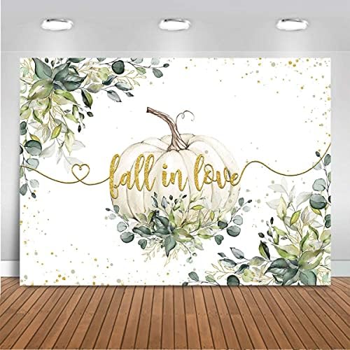Fall In Love Baby Shower Backdrop – Pink Pumpkin Floral Design, 72.8x43.3 Inch – Photo Booth Decor, Fall Theme Party Banner