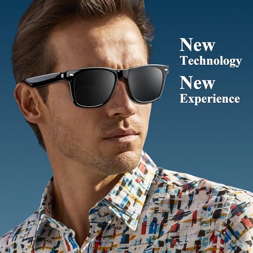 Blackview Smart Glasses, 5.0 Bluetooth Sunglasses with Open Ear Speaker, Voice Assistant Compatible, Blue Light Blocking Lens