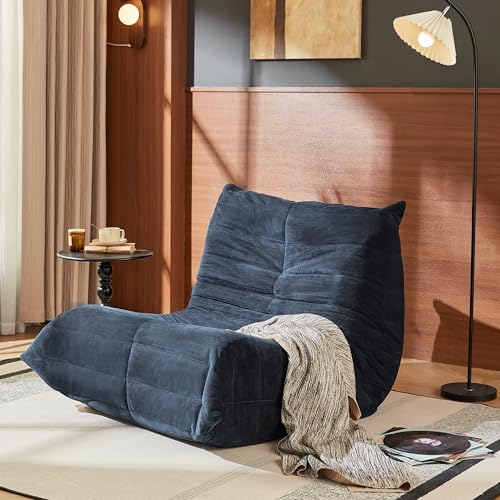 XOFUGEM Bean Bag Chair for Adults,Bean Bag Chairs with High Density Comfortable Memory Foam,Giant Lazy Sofo Fireside Bean Bag Chair, for Living Room, Bedroom, Reading & TV (Bule)