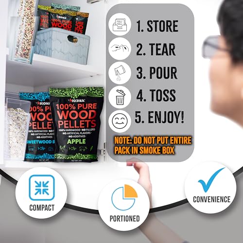 Kona Wood Pellets Intended for Ninja Woodfire Grill, 12 Single-Use Pouches (4 Flavors)