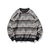 Heren trui Mannen 3 kleuren gestreepte winter trui trui heren o-hals gebreide trui Gebreide trui (Color : Dark Grey…
