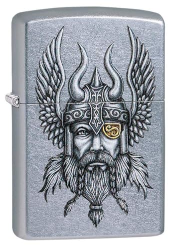 Encendedor Zippo personalizado diseño vikingo cromado miniatura 1