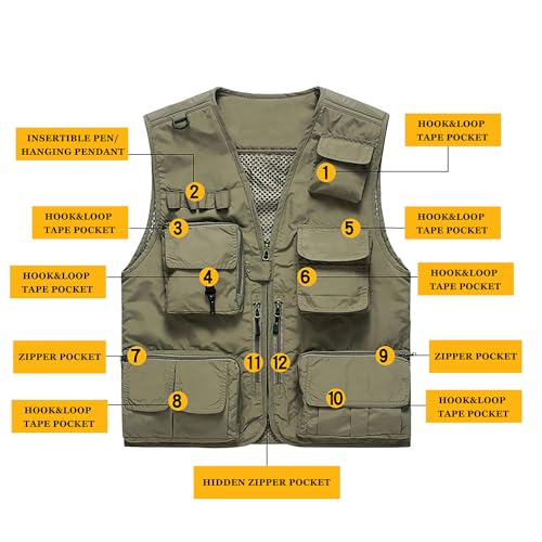 Joe Wenko Colete masculino para atividades ao ar livre, com foto de trabalho, safári, pesca, viagem,