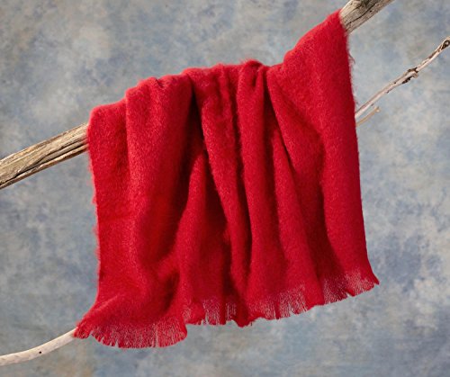 Luxus Wolldecke aus 100prozent Mohair, Mohairdecke, Mohairplaid 130x180cm (Hellrot)
