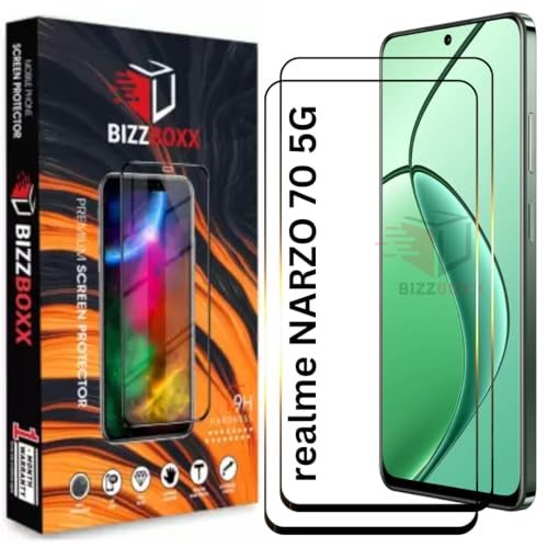 Image of Premium Screen Protector Compatible With realme NARZO 70 5G | Tempered Glass Guard | Anti Static | Full Screen Coverage-Edge to Edge | 9H Hardness | With Easy Installation Kit (Pack of 2)