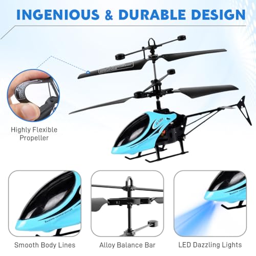 Hélicoptère télécommandé mini drone bleu pour ados de 14 ans et plus - 3