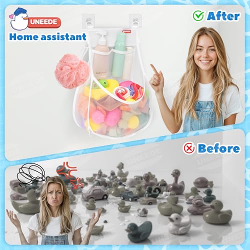UNEEDE-Wall-Mounted-Versatile-Bath-Toy-Storage-Holder21-Gallons-Bathtub-Toy-Storage-OrganizerMesh-Shower-Caddy-for-Bathtub-Toy-Organizer-and-StorageQuick-Dry-Bath-Toy-OrganizerBath-Toy-Holder UNEEDE Wall Mounted Versatile Bath Toy Storage Holder21 Gallons Bathtub Toy Storage OrganizerMesh Shower Caddy for Bathtub Toy Organizer and StorageQuick Dry Bath Toy OrganizerBath Toy Holder