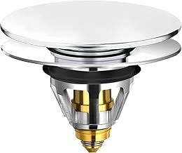 Sink Plug, Universal Pop Up Plug, Sink Drain Strainer, Drain Set, Drain Plug for Countertop Sink, Bath Plug with Anti Clogging Strainer, Large Lid (34-38 mm)