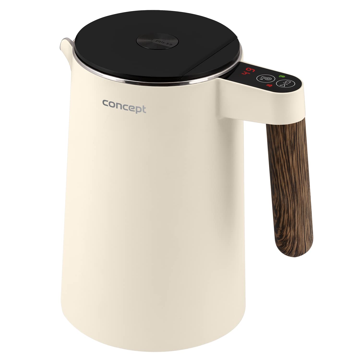 Concept Norwood Bouilloire en acier inoxydable avec réglage de la température 45/60/70/85/90/95/100 °C Fonction Keep Warm 1,5 l 1850-2200 W (vanille)