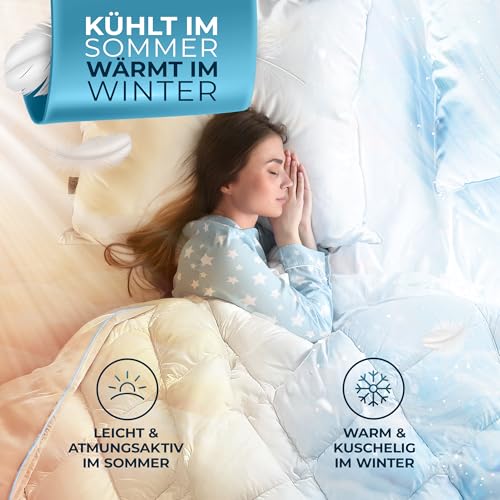 Glückstoff® Feder- und Daunendecke 200x220cm Daunen Federn Ganzjahresdecke – Ansicht 3