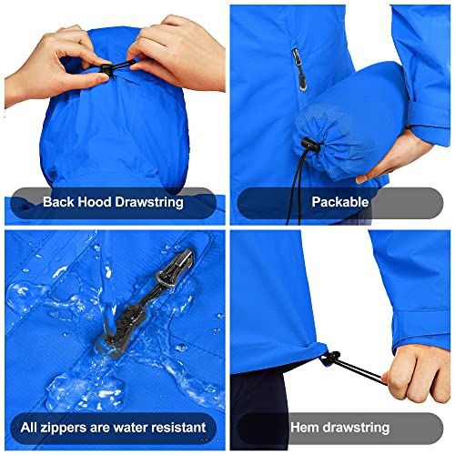 33.000 ft Regenjas, voor dames, waterdicht, outdoorjas, ademend, herfst, overgangsjas, lichte jas, met capuchon, windbreaker, voor wandelen, reizen, trekking, fietsen - Afbeelding 6