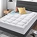 King Size Mattress Topper for Back Pain, Cooling Extra Thick Mattress Pad Cover with 8-21 inch Deep Pocket, Plush Pillow Top Mattress Topper Overfilled with Down Alternative, King Size, White