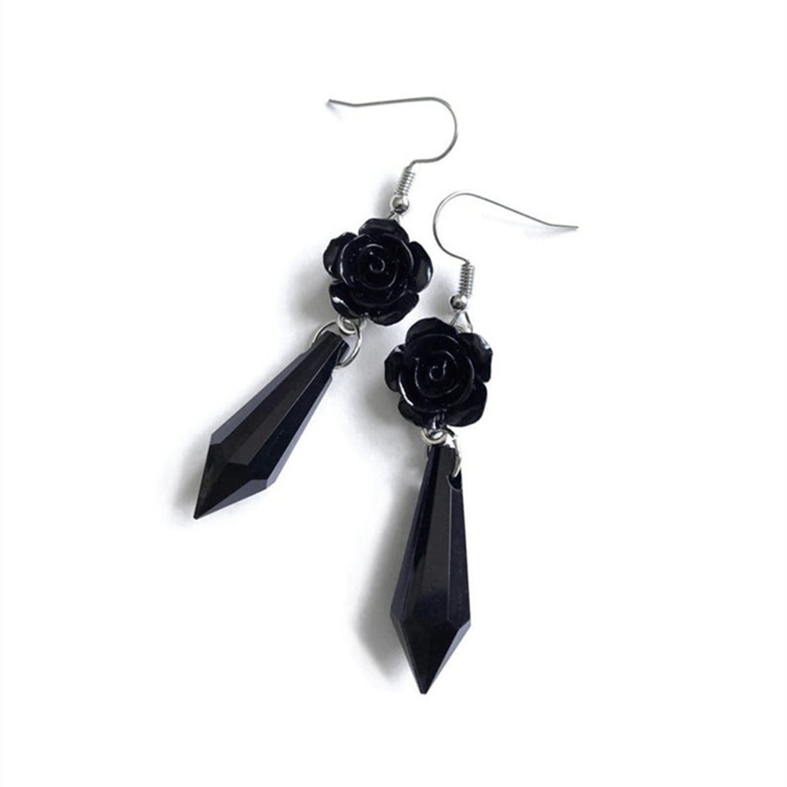 arete góticos de murciélago oscuro con gemas de vidrio rojo y negro, arete de murciélago, estilo punk, estilo murciélago, aretes de animales, disfraces de Halloween, joyería para mujeres