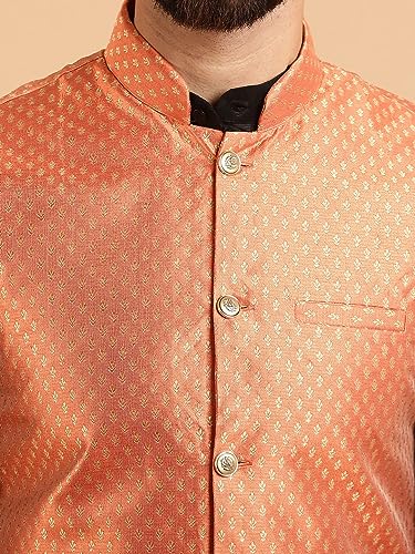 Image of SOJANYA (Since 1958 Men's Silk Blend Kurta Pyjama & Self Design Nehru Jacket Combo