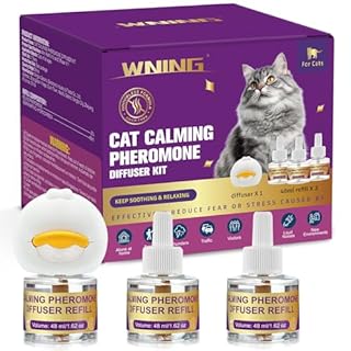 WNING Diffusore di Feromoni Calmanti per Gatti + Ricarica 3X48 ML - Aiuta a ridurre i Conflitti e Le Tensioni tra Gatti Che Vivono sotto Lo Stesso Tetto