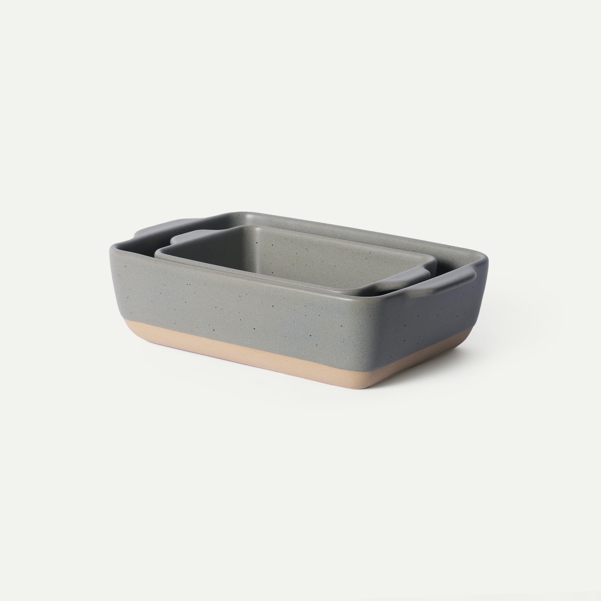 Mora Ceramic Set of 2 Baking Dishes For Casserole, Banana Bread, Brownies, Broiling, Roasting, and Baking. 7x11 in and Loaf Pans - Porcelain Serving Bakeware from Oven to Table. Freezer Safe - Peppercorn