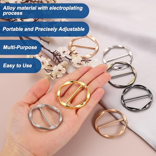 Image of uxcell T-shirt Clips, Clothes Knotting Buckle Ring Wrap Holder for Women Scarf, Loose T-shirt